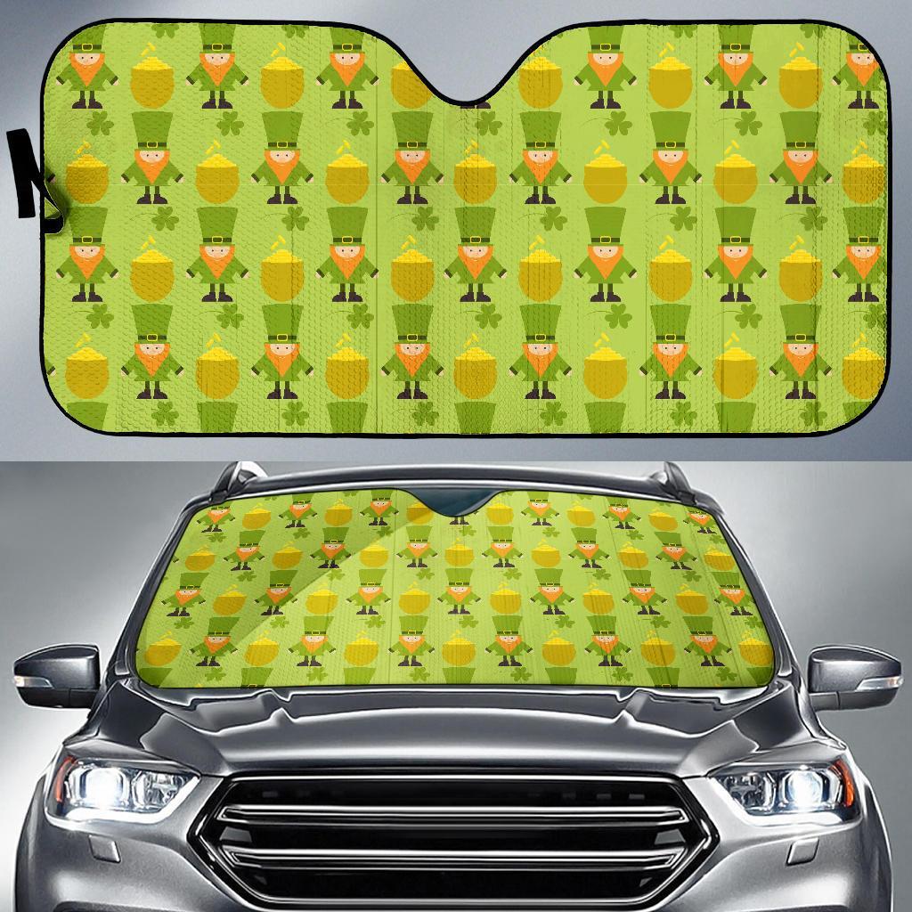 Leprechaun St Patrick's Day Print Pattern Car Sun Shade-grizzshop