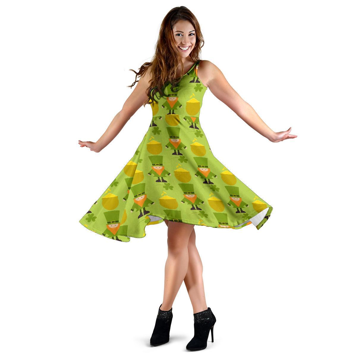 Leprechaun St Patrick's Day Print Pattern Dress-grizzshop