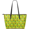 Leprechaun St Patrick's Day Print Pattern Leather Tote Bag-grizzshop