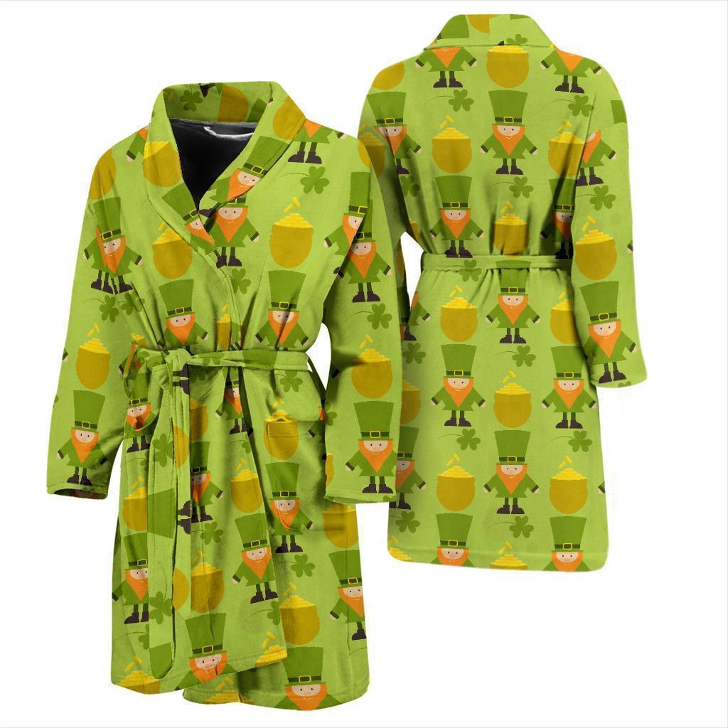 Leprechaun St Patrick's Day Print Pattern Men Long Robe-grizzshop