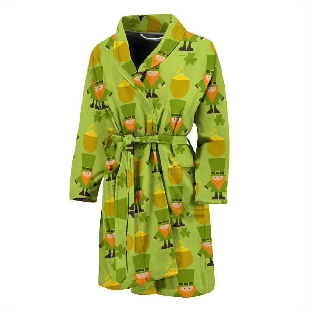 Leprechaun St Patrick's Day Print Pattern Men Long Robe-grizzshop