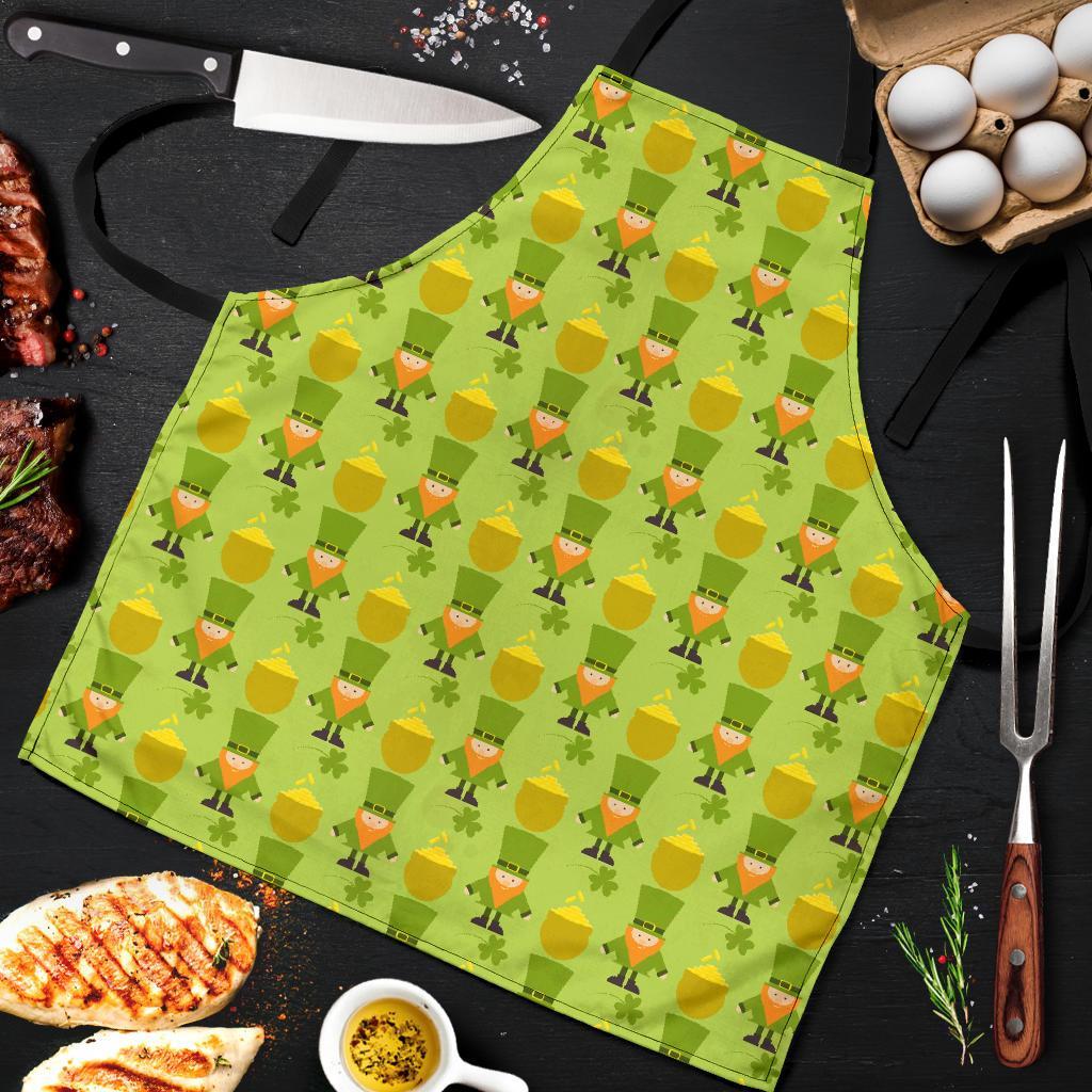 Leprechaun St Patrick's Day Print Pattern Men's Apron-grizzshop