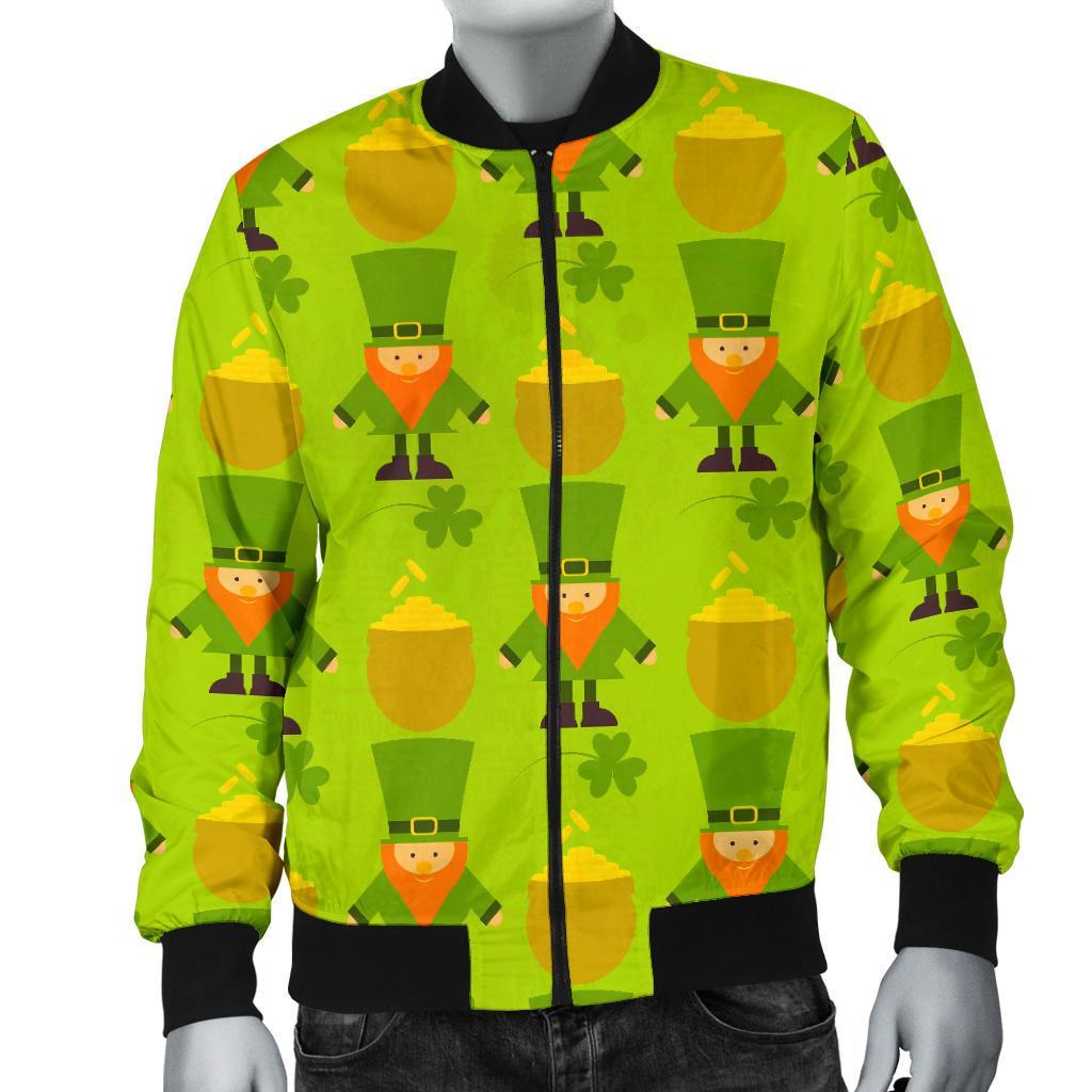 Leprechaun St Patrick's Day Print Pattern Men's Bomber Jacket-grizzshop