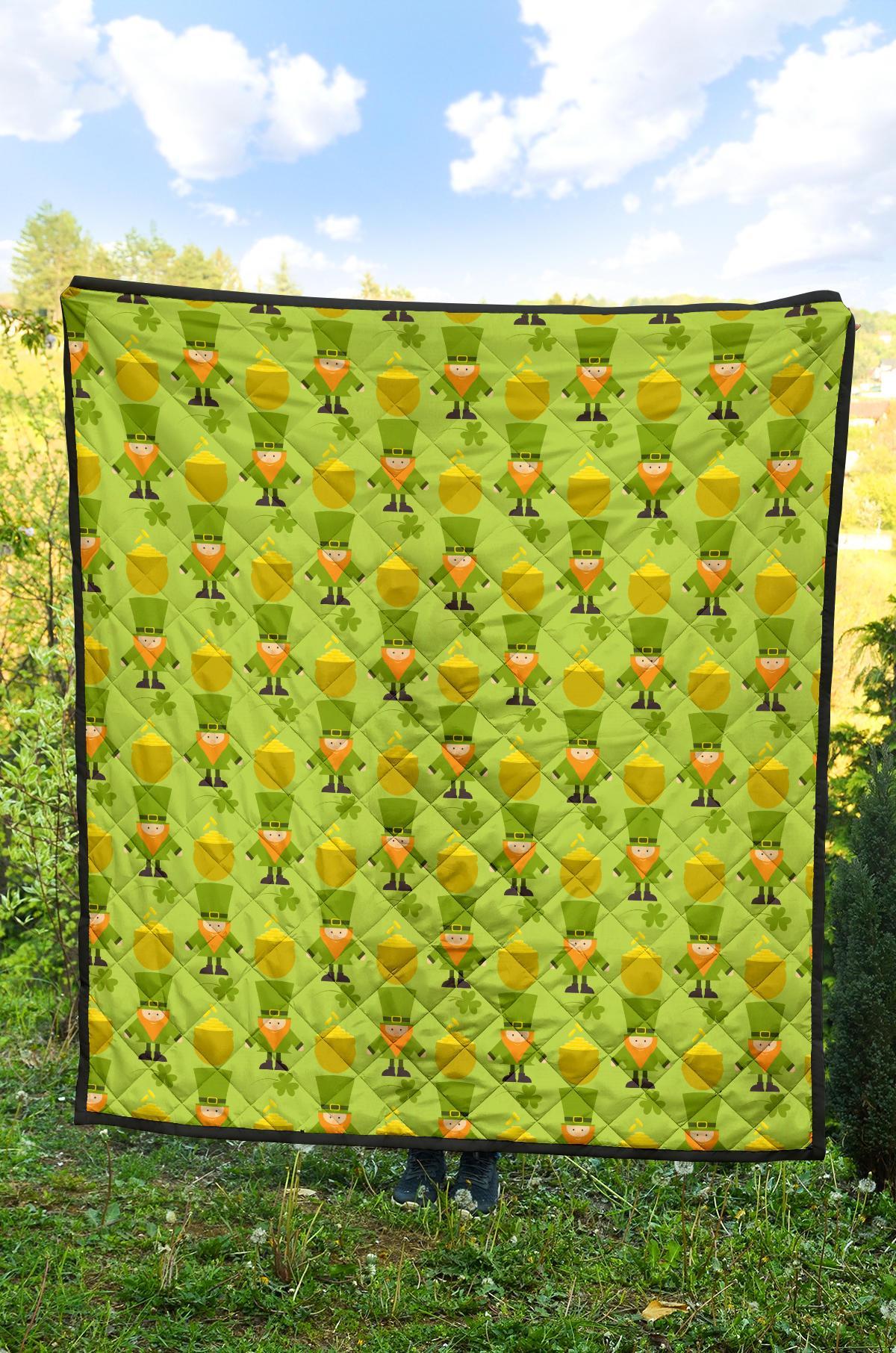 Leprechaun St Patrick's Day Print Pattern Quilt-grizzshop