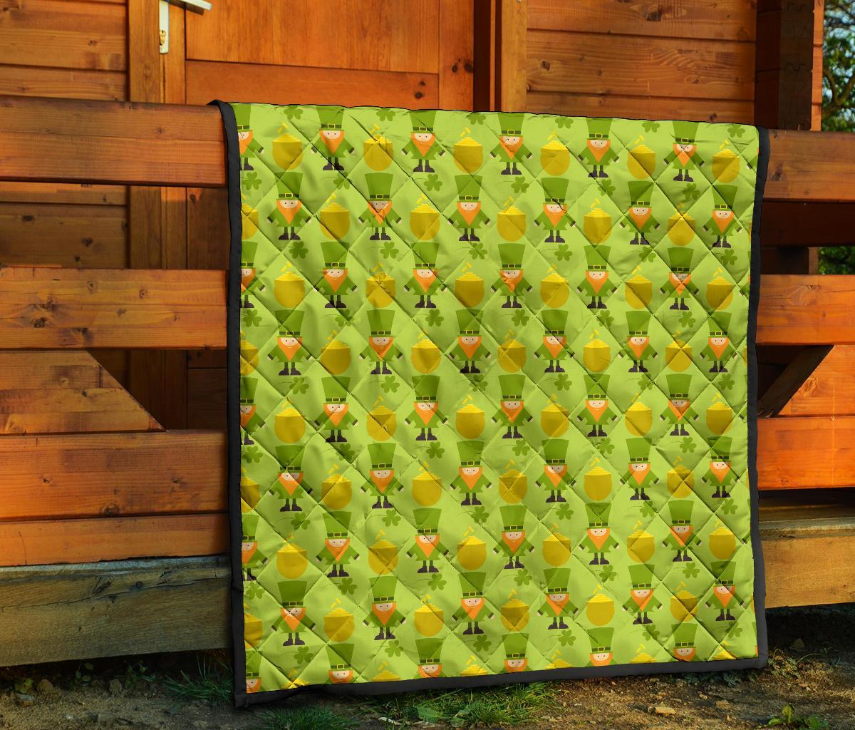 Leprechaun St Patrick's Day Print Pattern Quilt-grizzshop