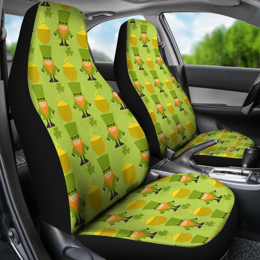 Leprechaun St Patrick's Day Print Pattern Universal Fit Car Seat Covers-grizzshop