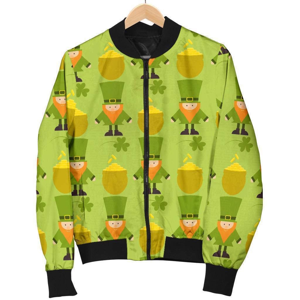 Leprechaun St Patrick's Day Print Pattern Women Casual Bomber Jacket-grizzshop