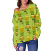 Leprechaun St Patrick's Day Print Pattern Women Off Shoulder Sweatshirt-grizzshop