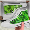 Lettuce Green Leaves Print White High Top Shoes-grizzshop