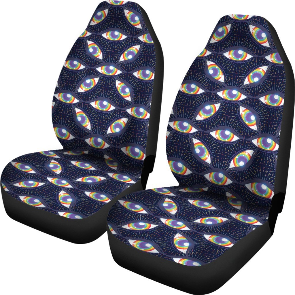 Lgbt Pride Rainbow Eye Patterm Print Universal Fit Car Seat Cover-grizzshop