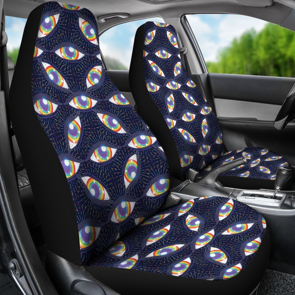Lgbt Pride Rainbow Eye Patterm Print Universal Fit Car Seat Cover-grizzshop