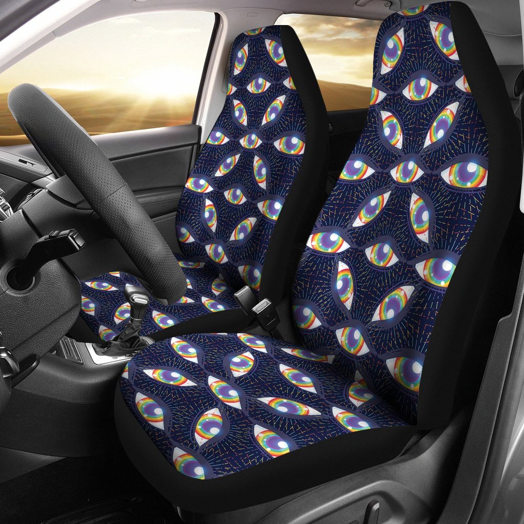 Lgbt Pride Rainbow Eye Patterm Print Universal Fit Car Seat Cover-grizzshop