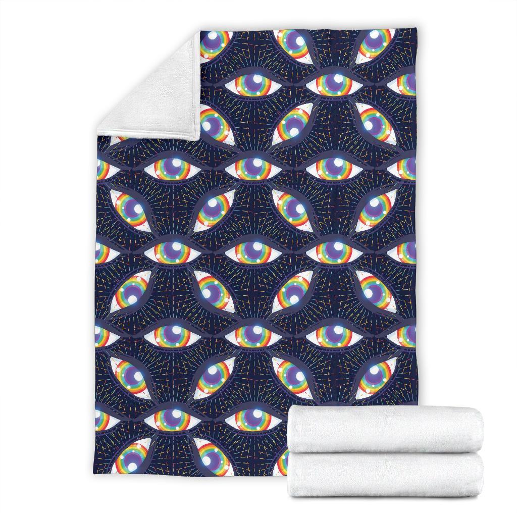 Lgbt Pride Rainbow Eye Pattern Print Blanket-grizzshop