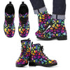 Lgbt Pride Rainbow Heart Pattern Print Men Women Leather Boots-grizzshop
