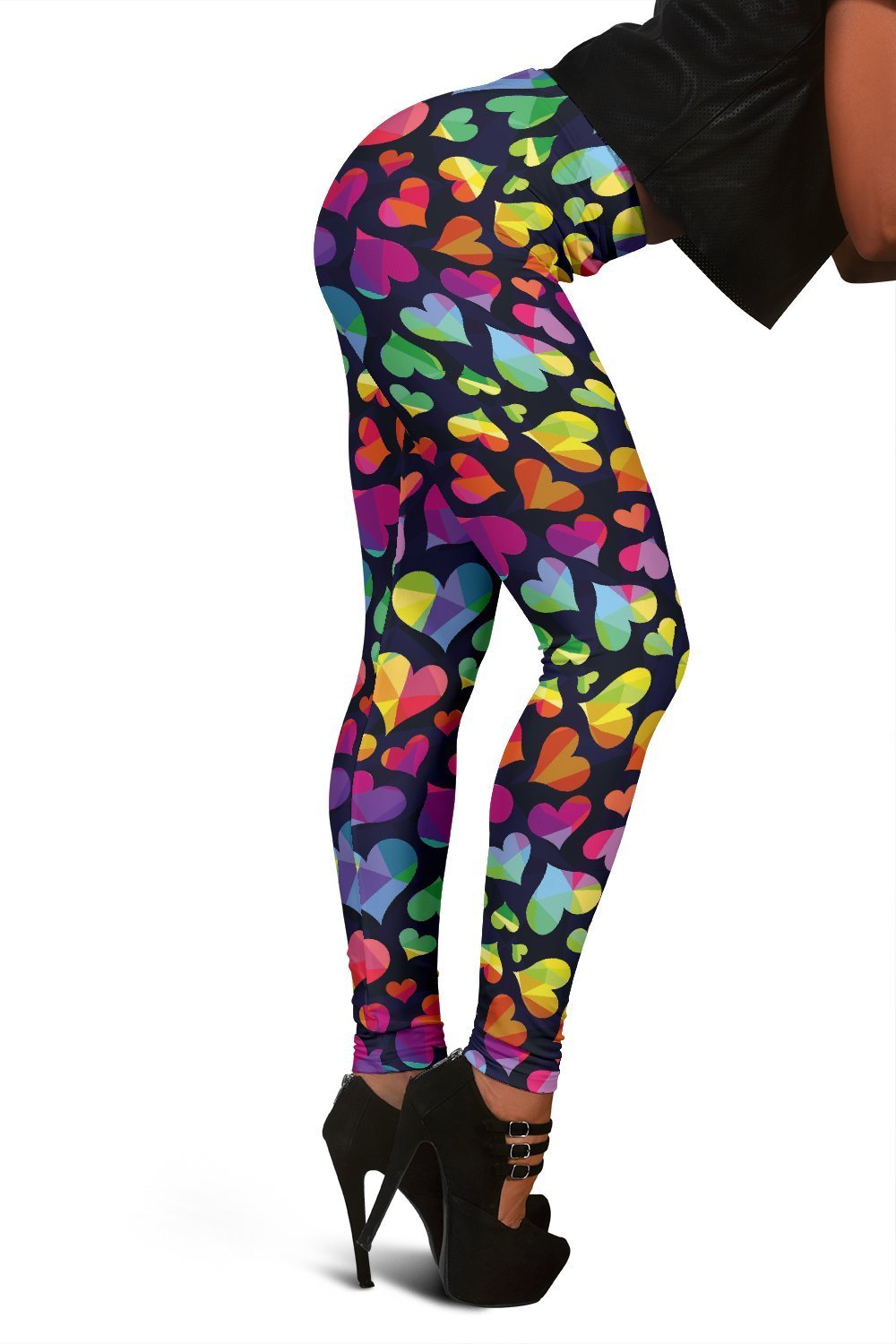 Lgbt Pride Rainbow Heart Pattern Print Women Leggings-grizzshop