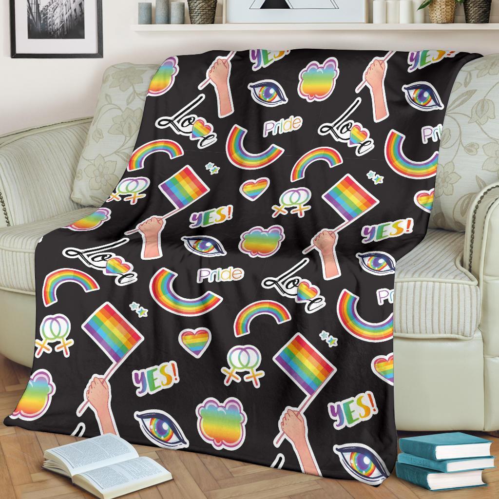 Lgbt Pride Rainbow Pattern Print Blanket-grizzshop