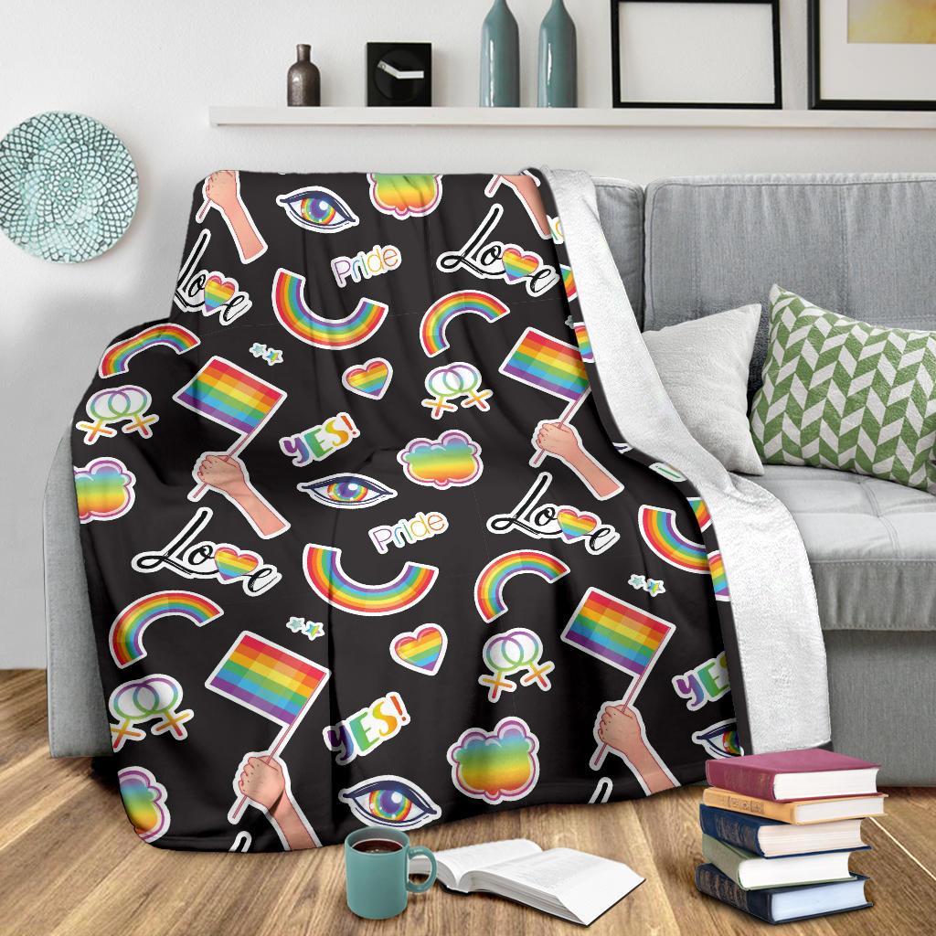 Lgbt Pride Rainbow Pattern Print Blanket-grizzshop