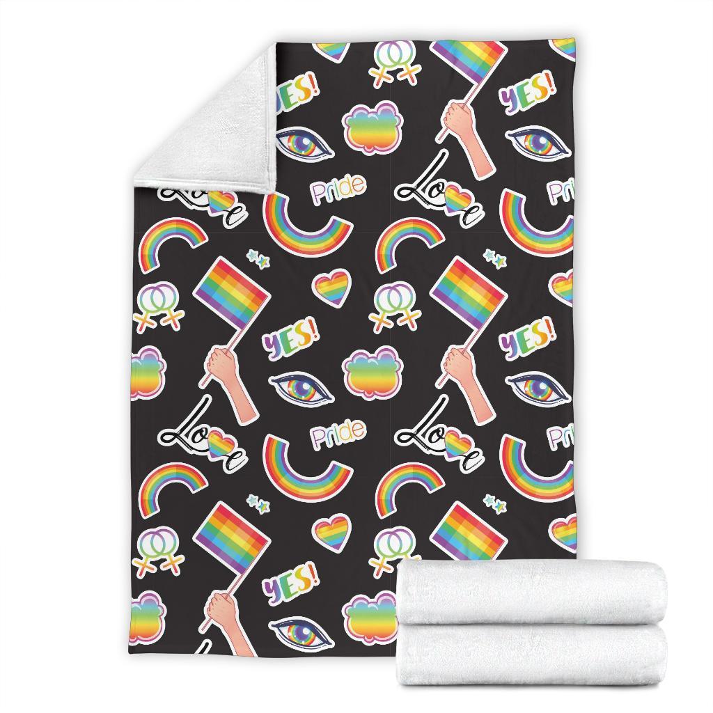 Lgbt Pride Rainbow Pattern Print Blanket-grizzshop