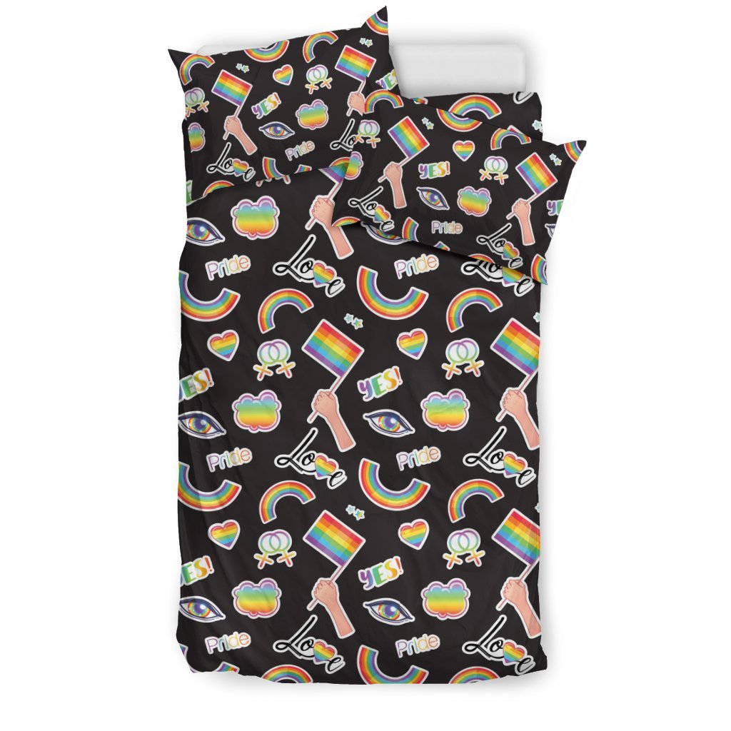 Lgbt Pride Rainbow Pattern Print Duvet Cover Bedding Set-grizzshop