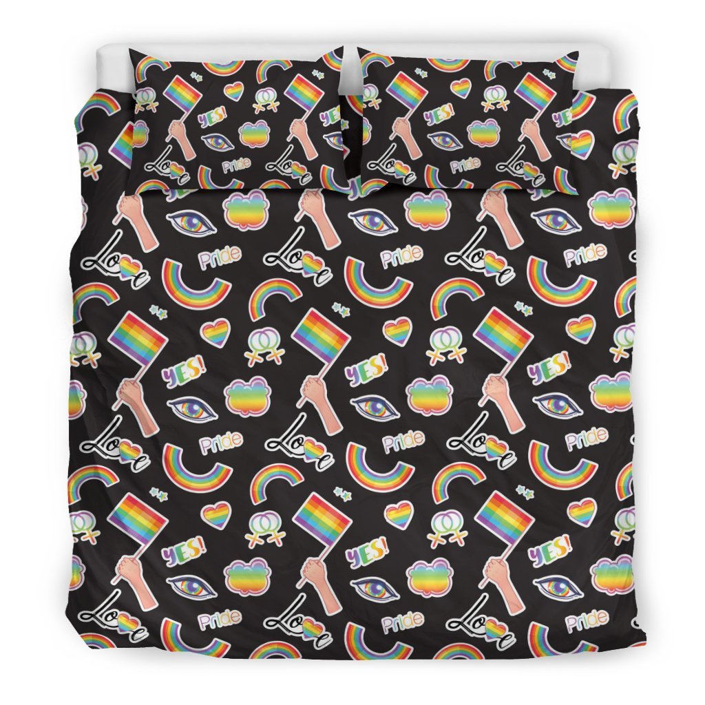 Lgbt Pride Rainbow Pattern Print Duvet Cover Bedding Set-grizzshop