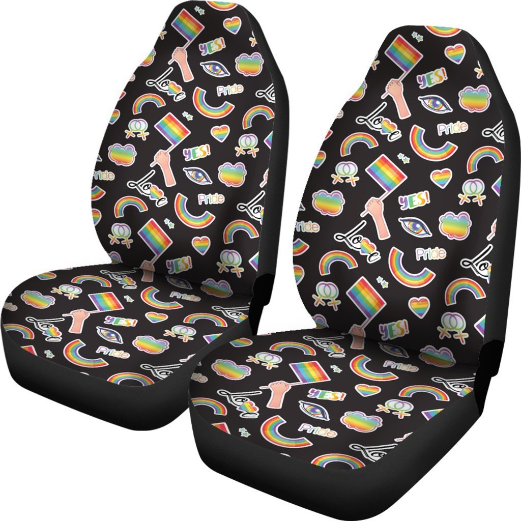 Lgbt Pride Rainbow Pattern Print Universal Fit Car Seat Cover-grizzshop