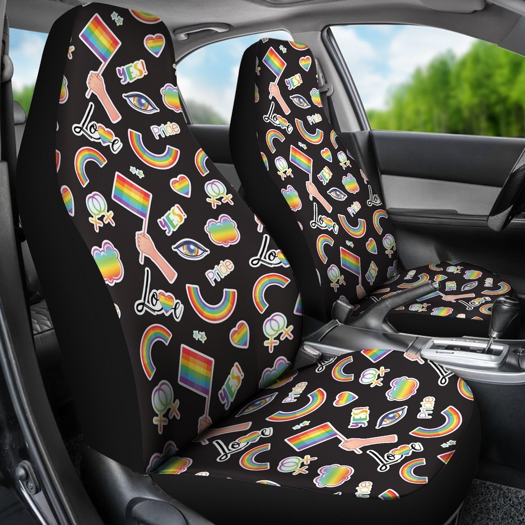 Lgbt Pride Rainbow Pattern Print Universal Fit Car Seat Cover-grizzshop