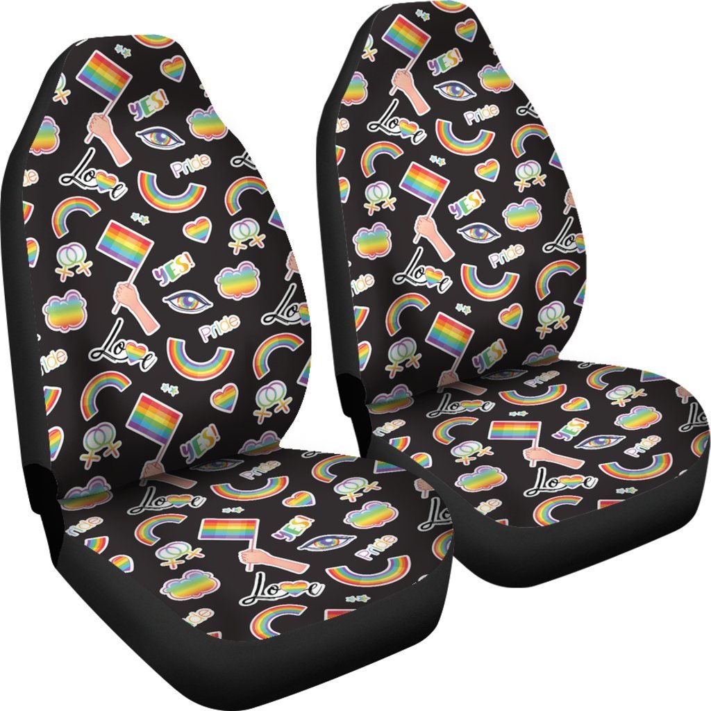 Lgbt Pride Rainbow Pattern Print Universal Fit Car Seat Cover-grizzshop