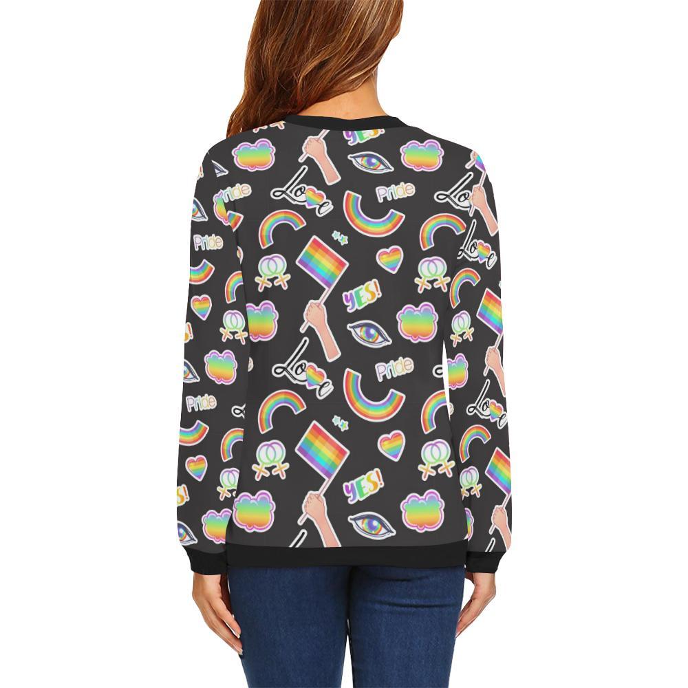 Lgbt Pride Rainbow Pattern Print Women Crewneck Sweatshirt-grizzshop