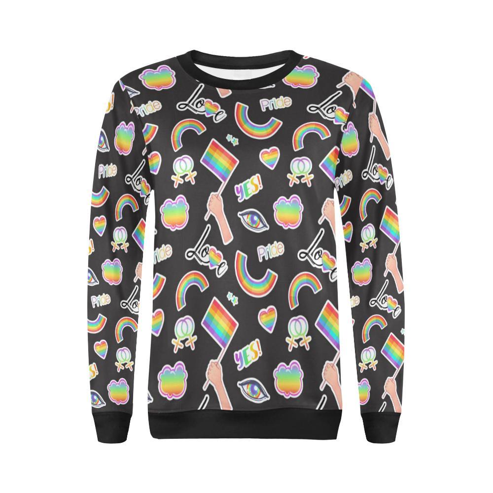 Lgbt Pride Rainbow Pattern Print Women Crewneck Sweatshirt-grizzshop