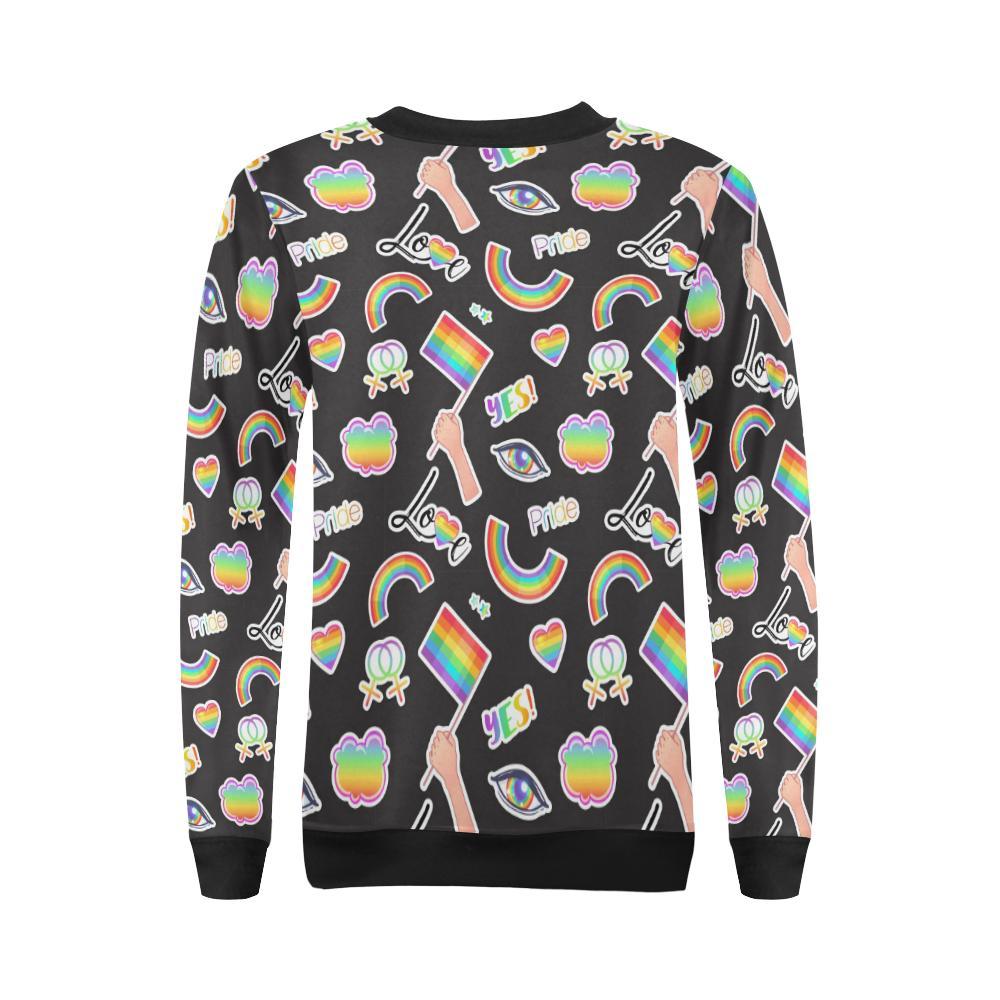 Lgbt Pride Rainbow Pattern Print Women Crewneck Sweatshirt-grizzshop