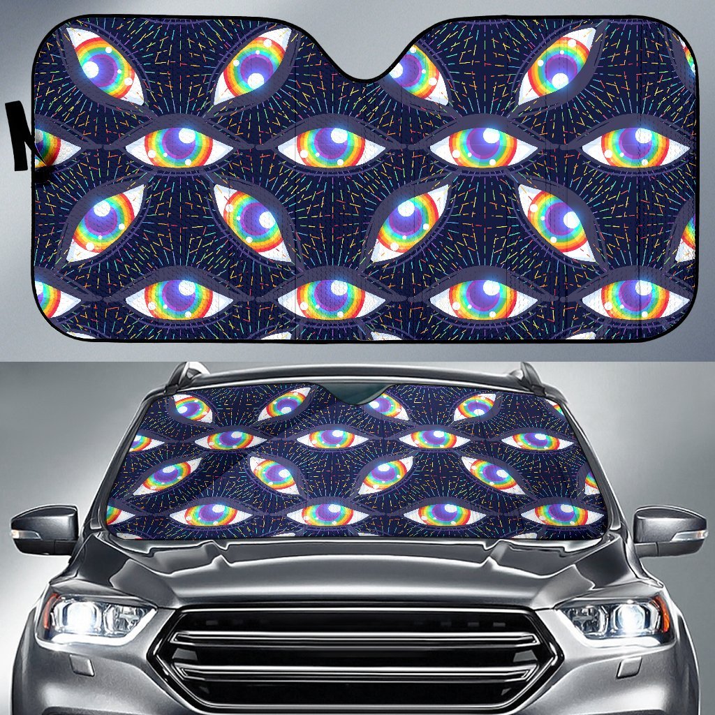 Lgbt Rainbow Eye Patterm Print Car Sun Shade-grizzshop