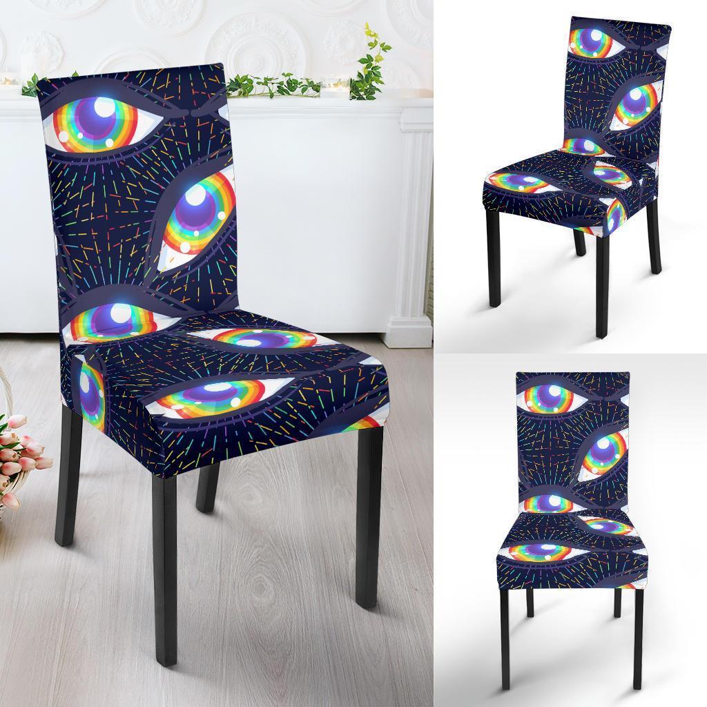 Lgbt Rainbow Eye Patterm Print Chair Cover-grizzshop