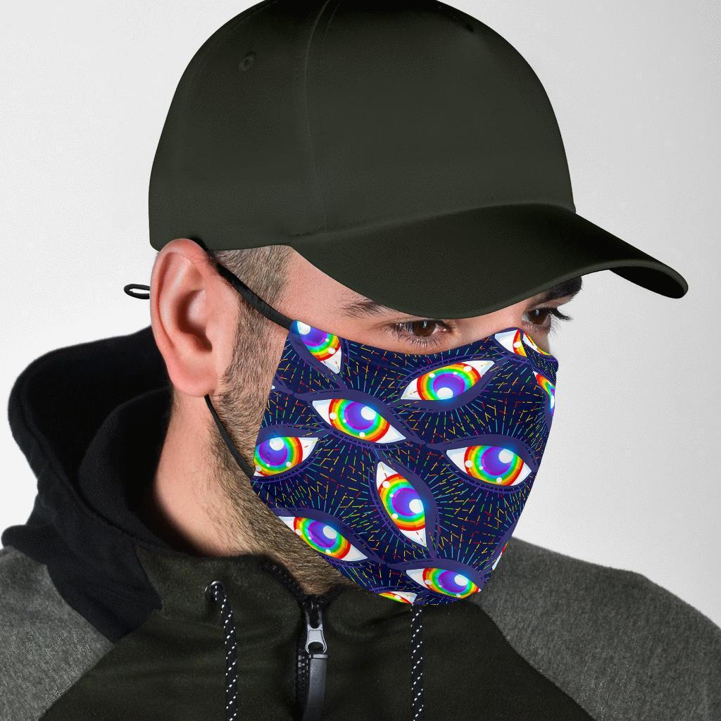 Lgbt Rainbow Eye Patterm Print Face Mask-grizzshop