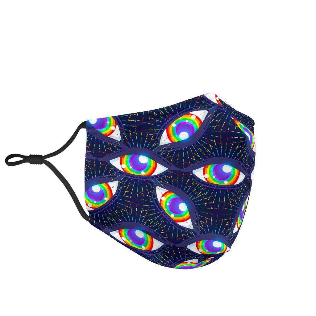 Lgbt Rainbow Eye Patterm Print Face Mask-grizzshop