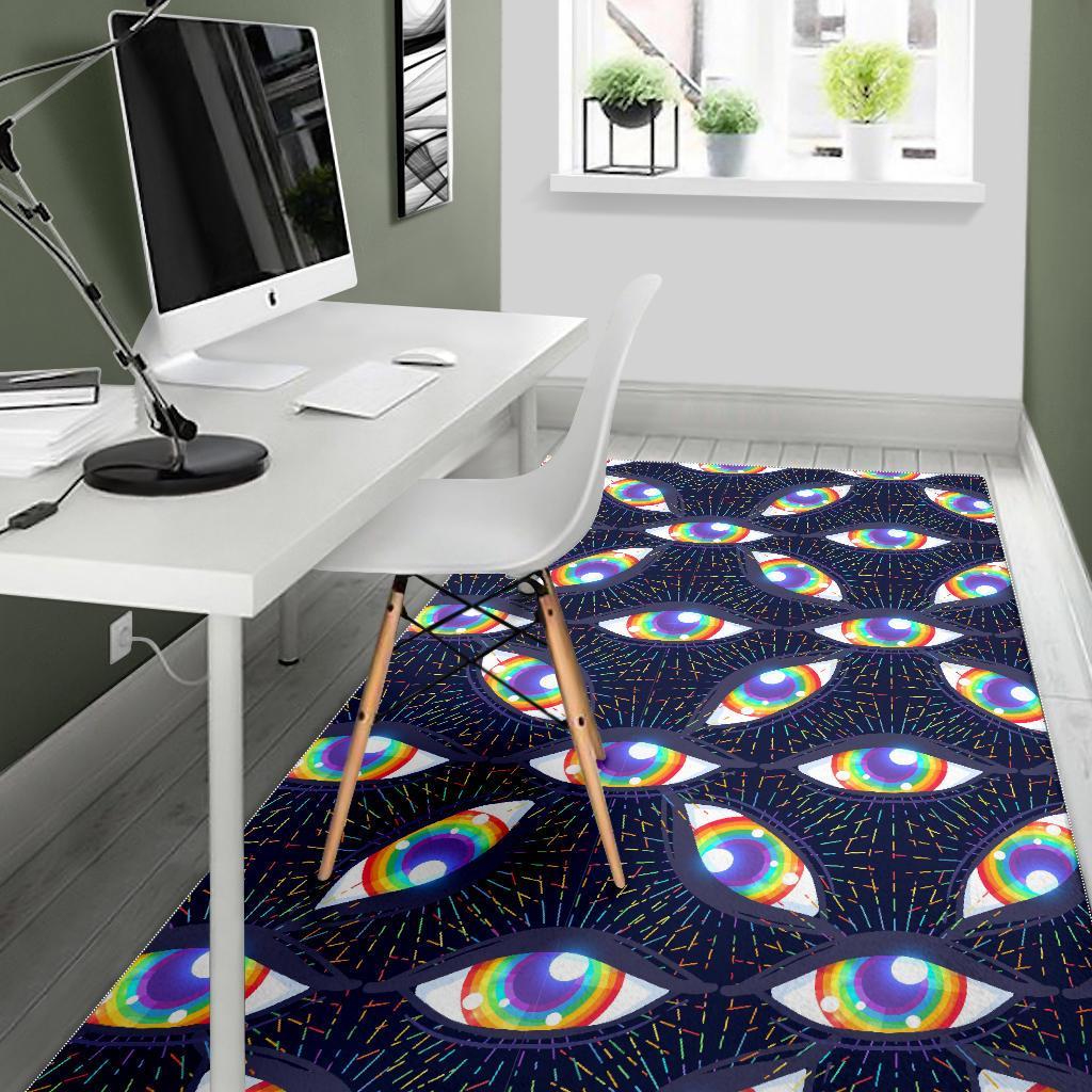 Lgbt Rainbow Eye Patterm Print Floor Mat-grizzshop