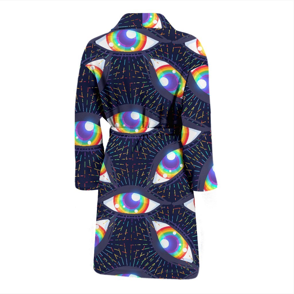 Lgbt Rainbow Eye Patterm Print Men Long Robe-grizzshop