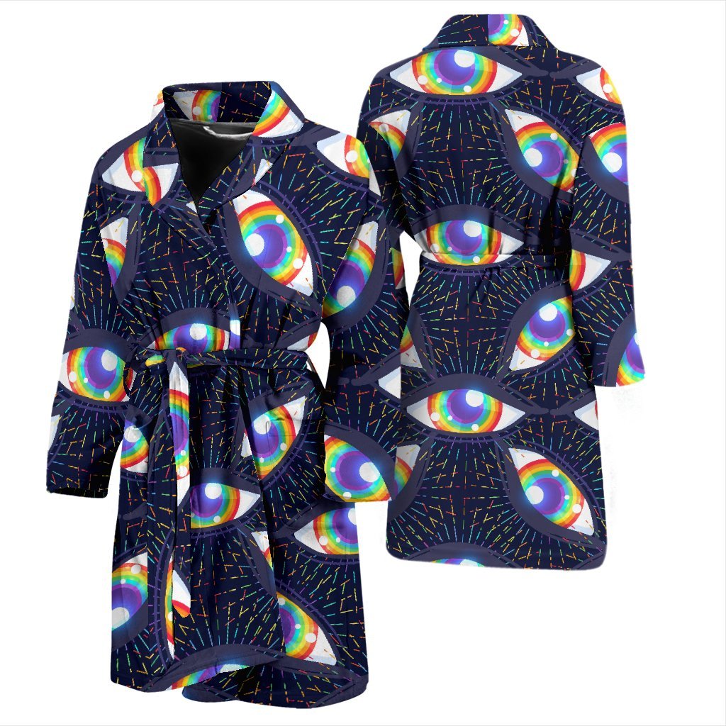 Lgbt Rainbow Eye Patterm Print Men Long Robe-grizzshop