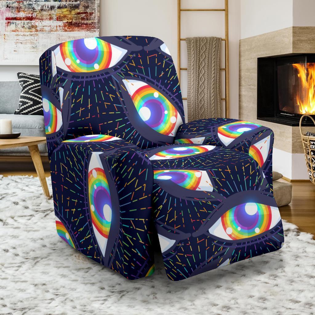 Lgbt Rainbow Eye Patterm Print Recliner Cover-grizzshop