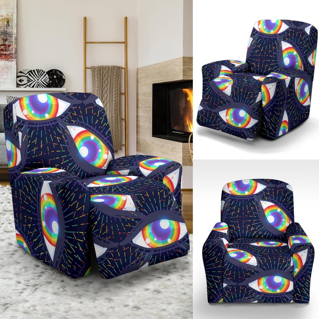 Lgbt Rainbow Eye Patterm Print Recliner Cover-grizzshop