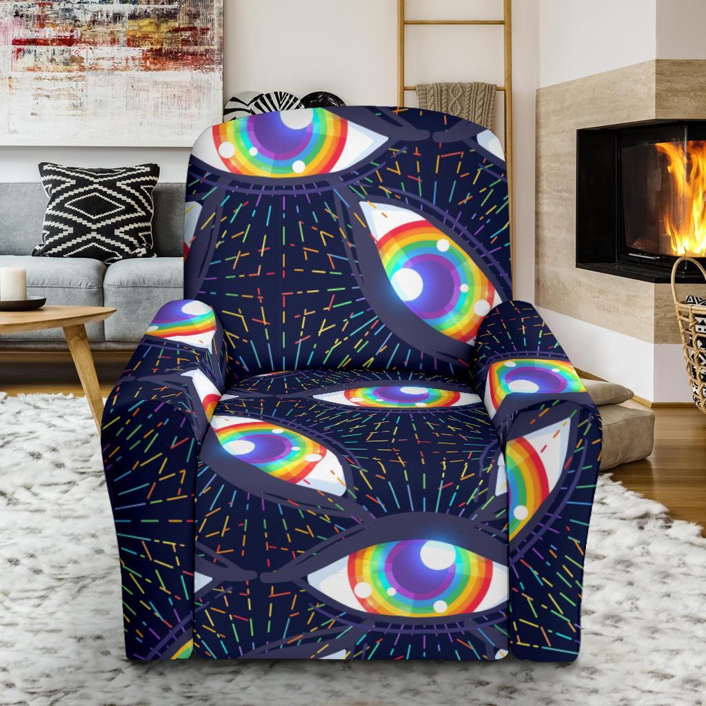 Lgbt Rainbow Eye Patterm Print Recliner Cover-grizzshop