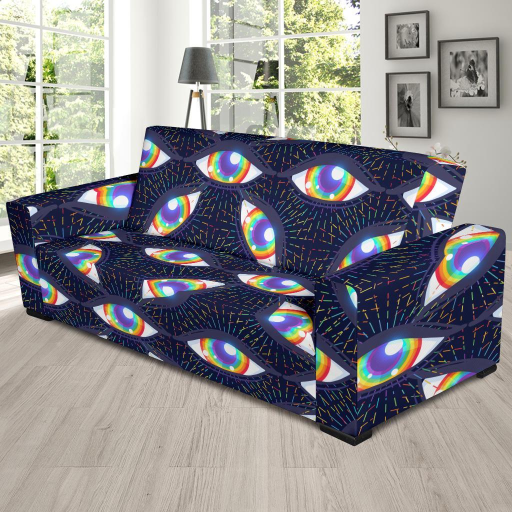 Lgbt Rainbow Eye Patterm Print Sofa Covers-grizzshop