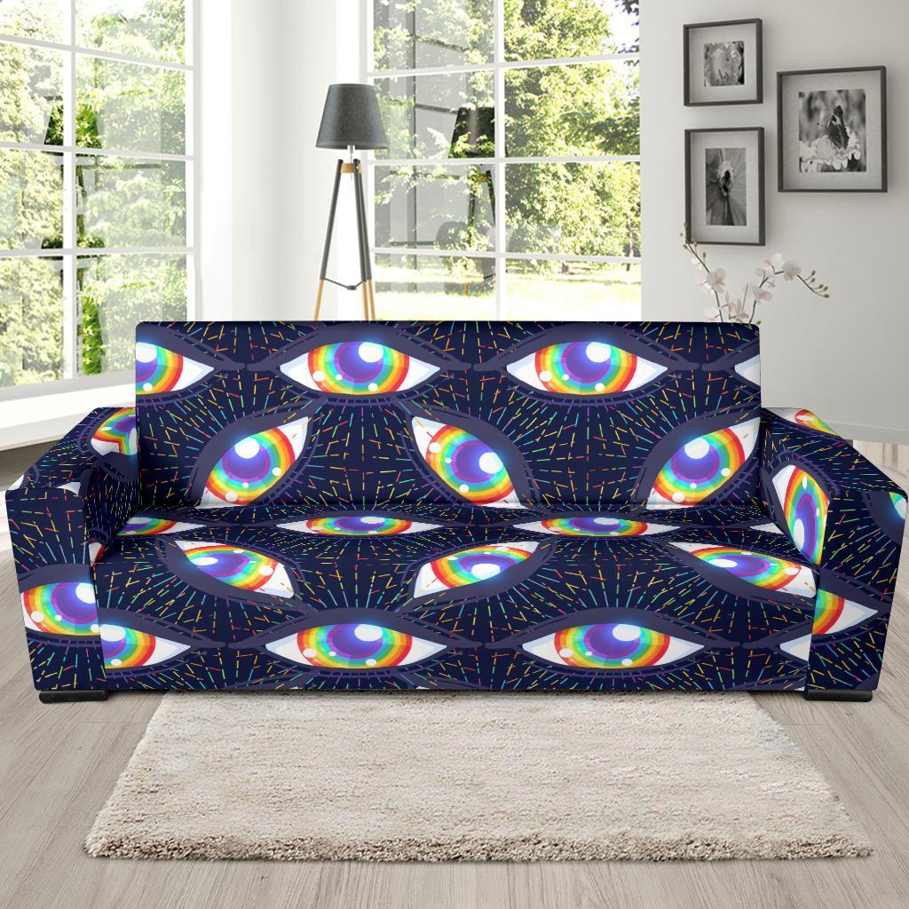 Lgbt Rainbow Eye Patterm Print Sofa Covers-grizzshop