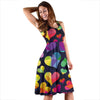 Lgbt Rainbow Heart Patterm Print Dress-grizzshop