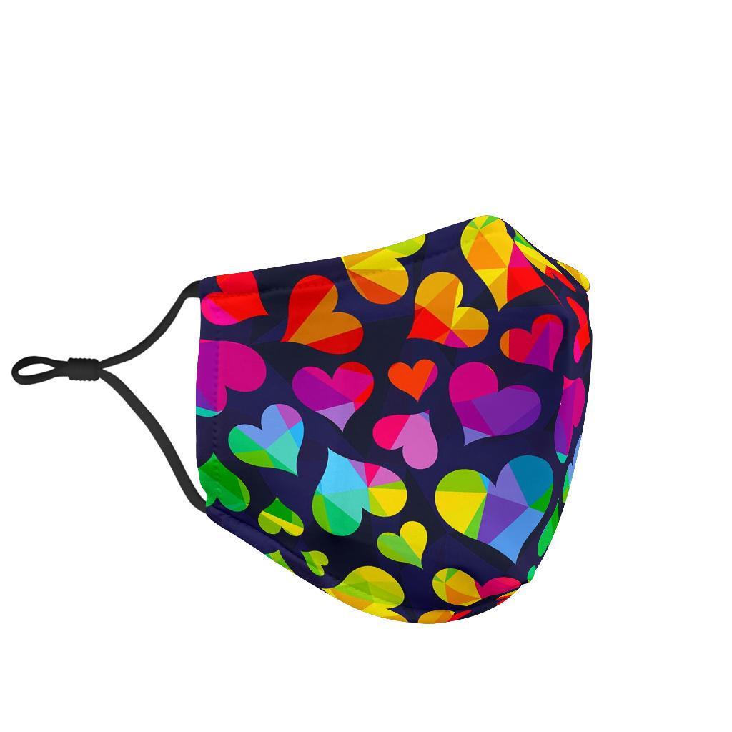 Lgbt Rainbow Heart Patterm Print Face Mask-grizzshop