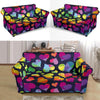 Lgbt Rainbow Heart Patterm Print Loveseat Cover-grizzshop