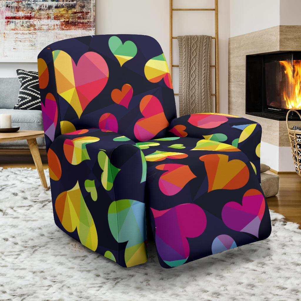 Lgbt Rainbow Heart Patterm Print Recliner Cover-grizzshop