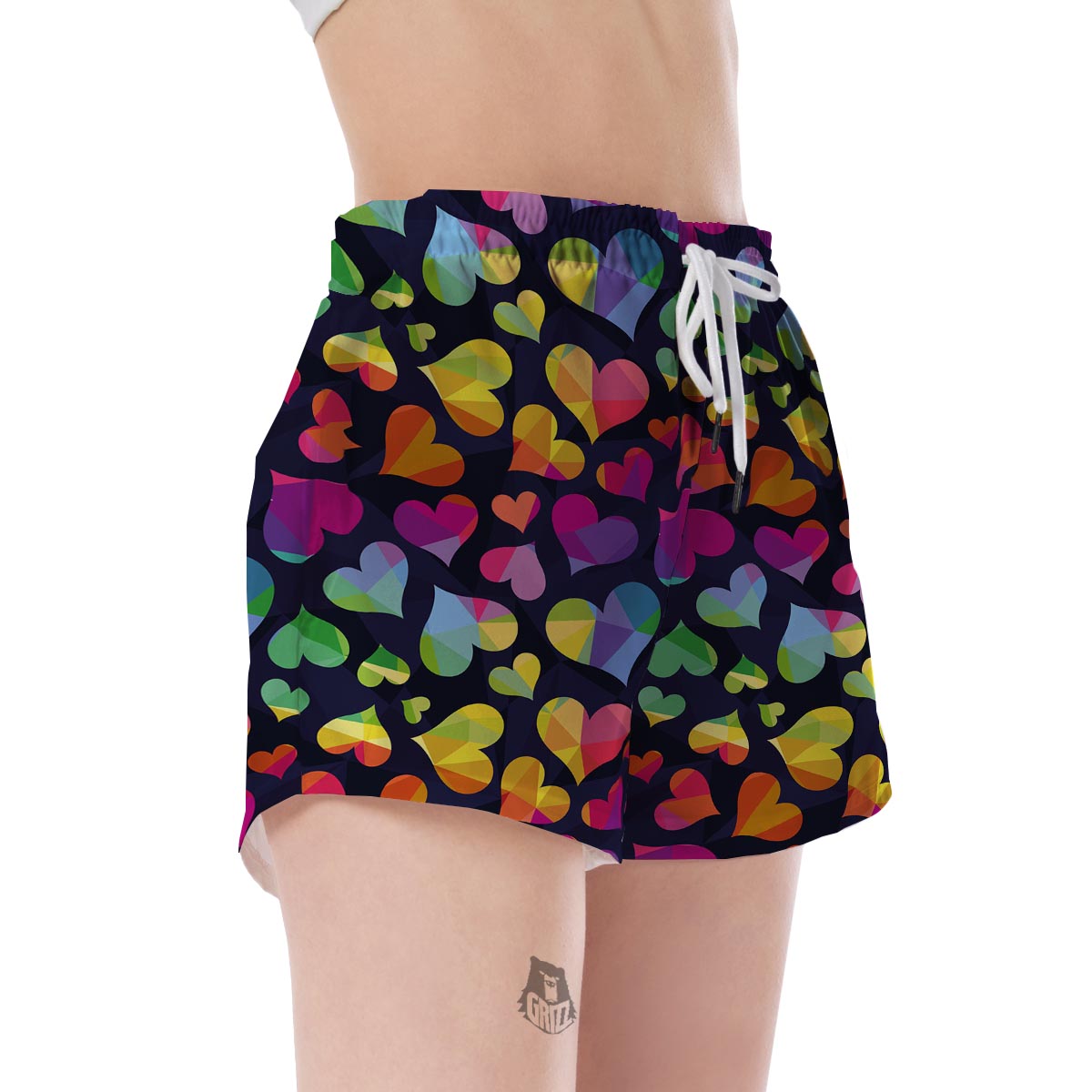Lgbt Rainbow Heart Patterm Print Women's Shorts-grizzshop