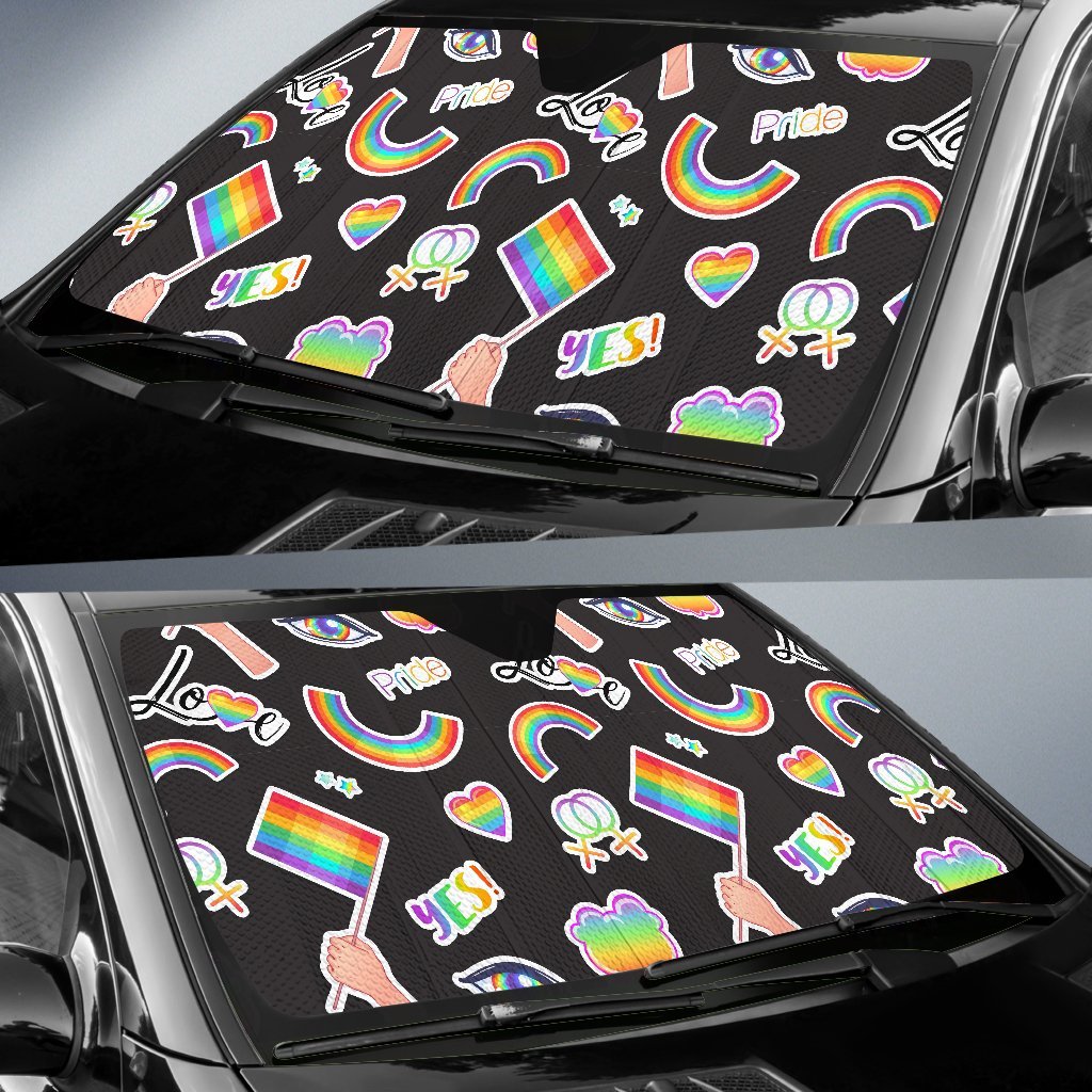 Lgbt Rainbow Patterm Print Car Sun Shade-grizzshop