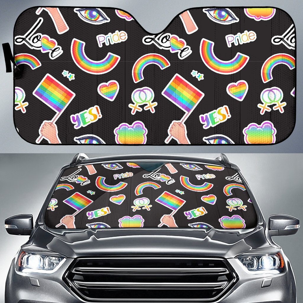Lgbt Rainbow Patterm Print Car Sun Shade-grizzshop