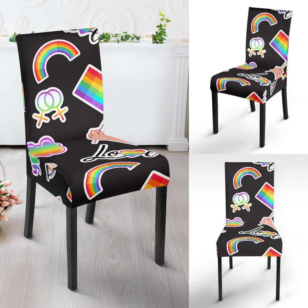 Lgbt Rainbow Patterm Print Chair Cover-grizzshop